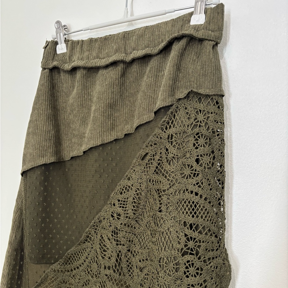 Western, Boho Olive Maxi Skirt